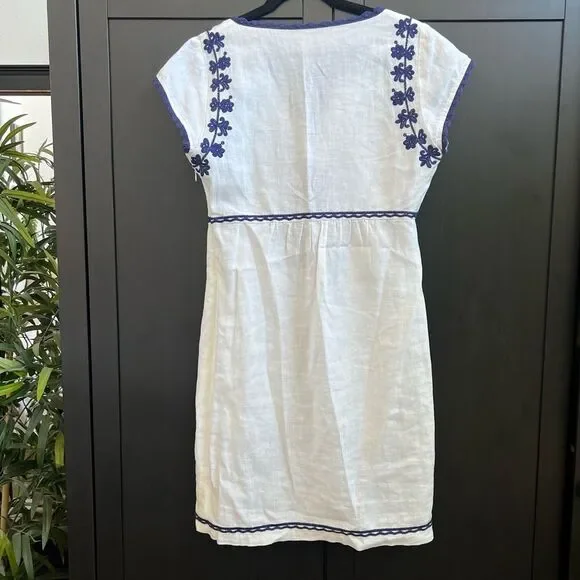 Boden Bea Linen Embroidered Dress - Cabin Blue Ticking Stripe Size US 2 (2R) - Picture 13 of 16